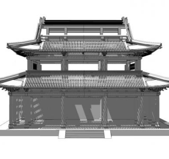 中式天王殿SU模型下载_sketchup草图大师SKP模型