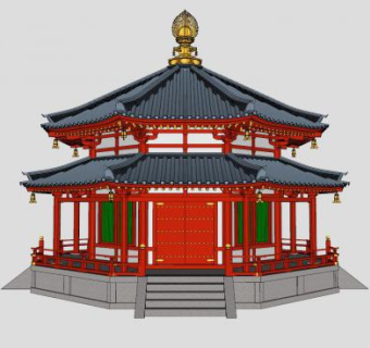中式古建佛寺SU模型下载_sketchup草图大师SKP模型