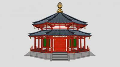 中式古建佛寺SU模型下载_sketchup草图大师SKP模型