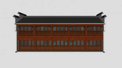 中式古建民房客栈SU模型下载_sketchup草图大师SKP模型