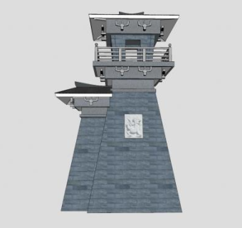中式古建塔楼SU模型下载_sketchup草图大师SKP模型