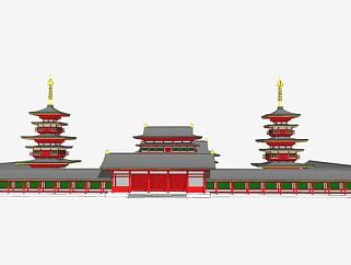 中式古庙建筑SU模型下载_sketchup草图大师SKP模型
