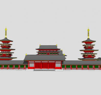 中式古庙建筑SU模型下载_sketchup草图大师SKP模型