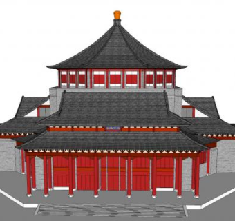 中式塔楼设计sketchup模型下载_sketchup草图大师SKP模型