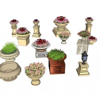 法式花钵su模型下载_sketchup草图大师SKP模型