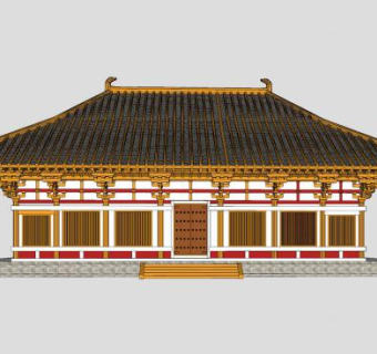 中式古建金色殿宇SU模型下载_sketchup草图大师SKP模型
