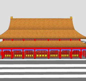 中式古建宫殿祠堂SU模型下载_sketchup草图大师SKP模型