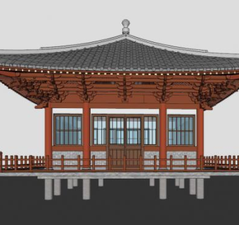 中式古建高架民房SU模型下载_sketchup草图大师SKP模型