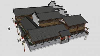 中式酒店客栈sketchup模型下载_sketchup草图大师SKP模型