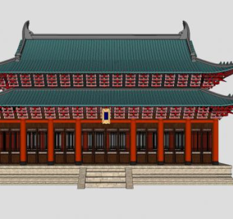 中式重檐殿宇SU模型下载_sketchup草图大师SKP模型