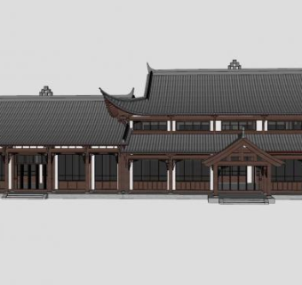 中式古建客栈设计SU模型下载_sketchup草图大师SKP模型