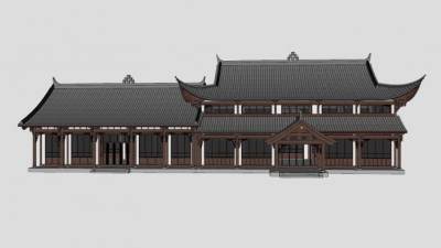 中式古建客栈设计SU模型下载_sketchup草图大师SKP模型