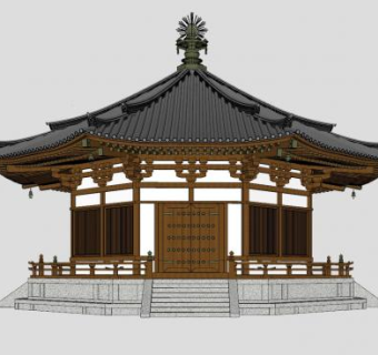 日式楼阁SU模型下载_sketchup草图大师SKP模型