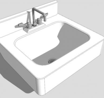 公共卫生间洗手台su模型下载_sketchup草图大师SKP模型
