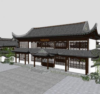中式古建大户民宅SU模型下载_sketchup草图大师SKP模型