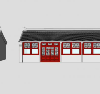 中式古建民房建筑SU模型下载_sketchup草图大师SKP模型
