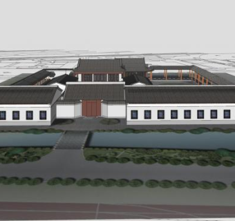 中式古建书院SU模型下载_sketchup草图大师SKP模型