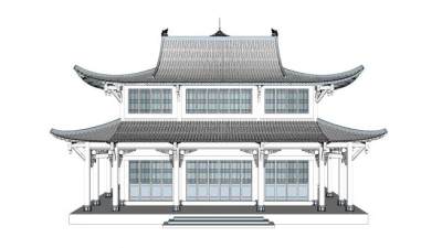 中式古建阁楼殿宇SU模型下载_sketchup草图大师SKP模型