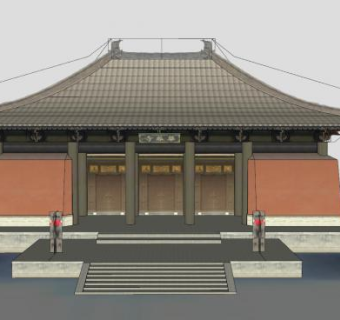 中式寺庙殿宇建筑SU模型下载_sketchup草图大师SKP模型