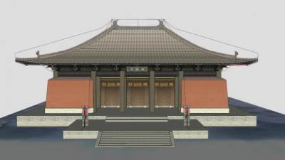 中式寺庙殿宇建筑SU模型下载_sketchup草图大师SKP模型