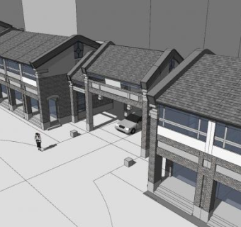 现代中式古建民居SU模型下载_sketchup草图大师SKP模型