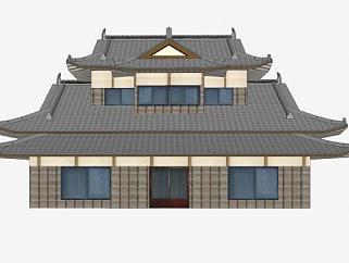 日式古建阁楼SU模型下载_sketchup草图大师SKP模型