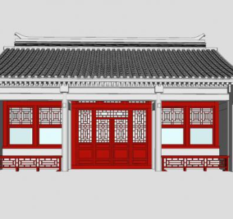 中式古建民居外观SU模型下载_sketchup草图大师SKP模型