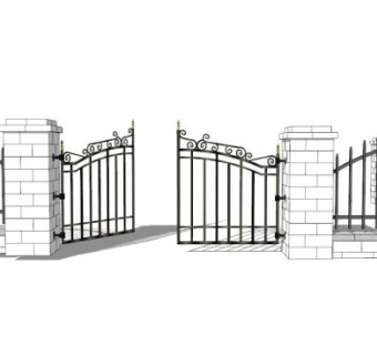 铁艺栏杆门su模型下载_sketchup草图大师SKP模型