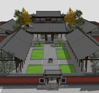 中式古建民宅SU模型下载_sketchup草图大师SKP模型
