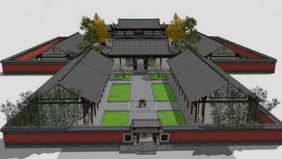 中式古建民宅SU模型下载_sketchup草图大师SKP模型