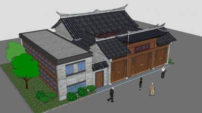 中式古建张氏祠堂SU模型下载_sketchup草图大师SKP模型