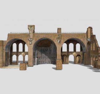 欧式古建废墟SU模型下载_sketchup草图大师SKP模型