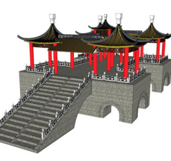 中式古建亭台楼SU模型下载_sketchup草图大师SKP模型