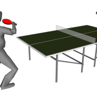 打乒乓球的人su模型下载_sketchup草图大师SKP模型