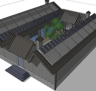 中式平房建筑sketchup模型下载_sketchup草图大师SKP模型