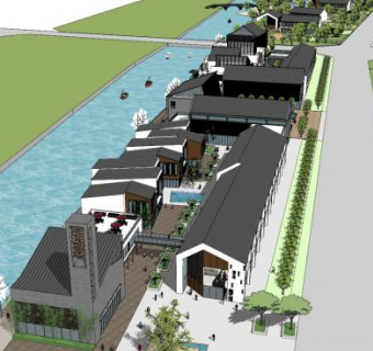 中式古建商业街SU模型下载_sketchup草图大师SKP模型