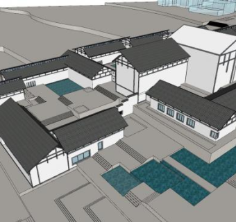 新中式民房设计SU模型下载_sketchup草图大师SKP模型