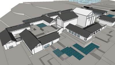 新中式民房设计SU模型下载_sketchup草图大师SKP模型