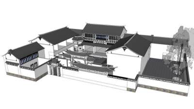 新中式民房建筑SU模型下载_sketchup草图大师SKP模型