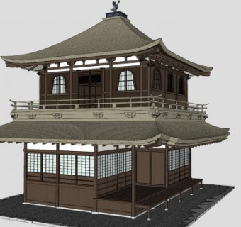 日式古建阁楼sketchup模型下载_sketchup草图大师SKP模型