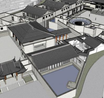 中式大型住宅SU模型下载_sketchup草图大师SKP模型