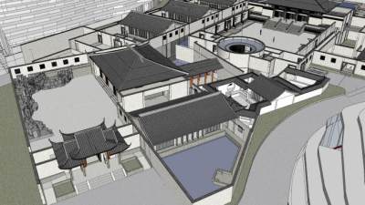 中式大型住宅SU模型下载_sketchup草图大师SKP模型