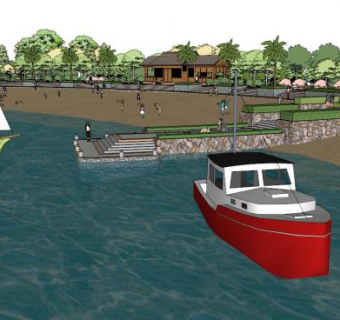 沙滩场景su模型下载_sketchup草图大师SKP模型