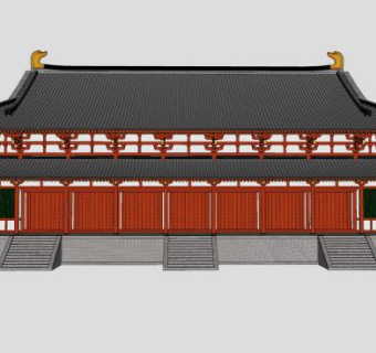 中式古建重檐古庙SU模型下载_sketchup草图大师SKP模型