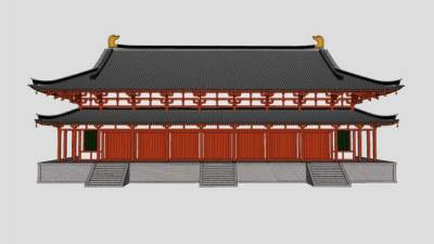 中式古建重檐古庙SU模型下载_sketchup草图大师SKP模型