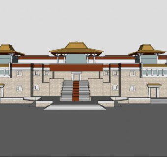 中式古建古庙寺庙SU模型下载_sketchup草图大师SKP模型