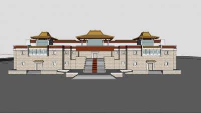 中式古建古庙寺庙SU模型下载_sketchup草图大师SKP模型