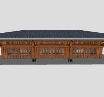 中式古建木制殿宇SU模型下载_sketchup草图大师SKP模型