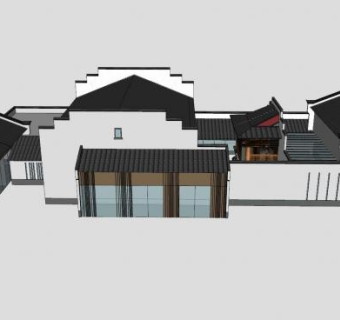新中式房屋建筑SU模型下载_sketchup草图大师SKP模型