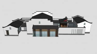 新中式房屋建筑SU模型下载_sketchup草图大师SKP模型